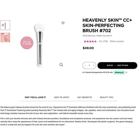 iT Cosmetics Heavenly Skin CC+ Skin Perfecting Brush #702 Flawless Foundation - Picture 5 of 12